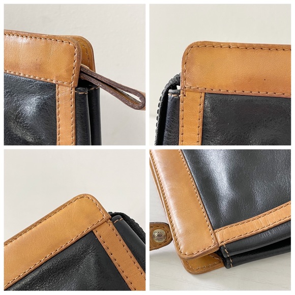 Celine black and tan nappa leather vintage clutch bag - Picture 4 of 10